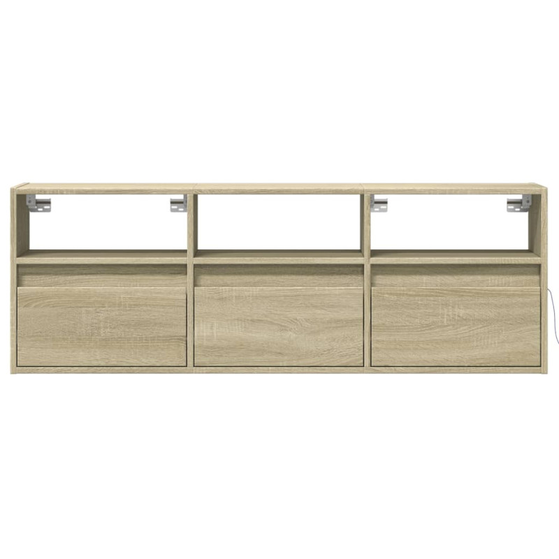 Ścienna szafka TV z LED, dąb sonoma, 130x31x45 cm