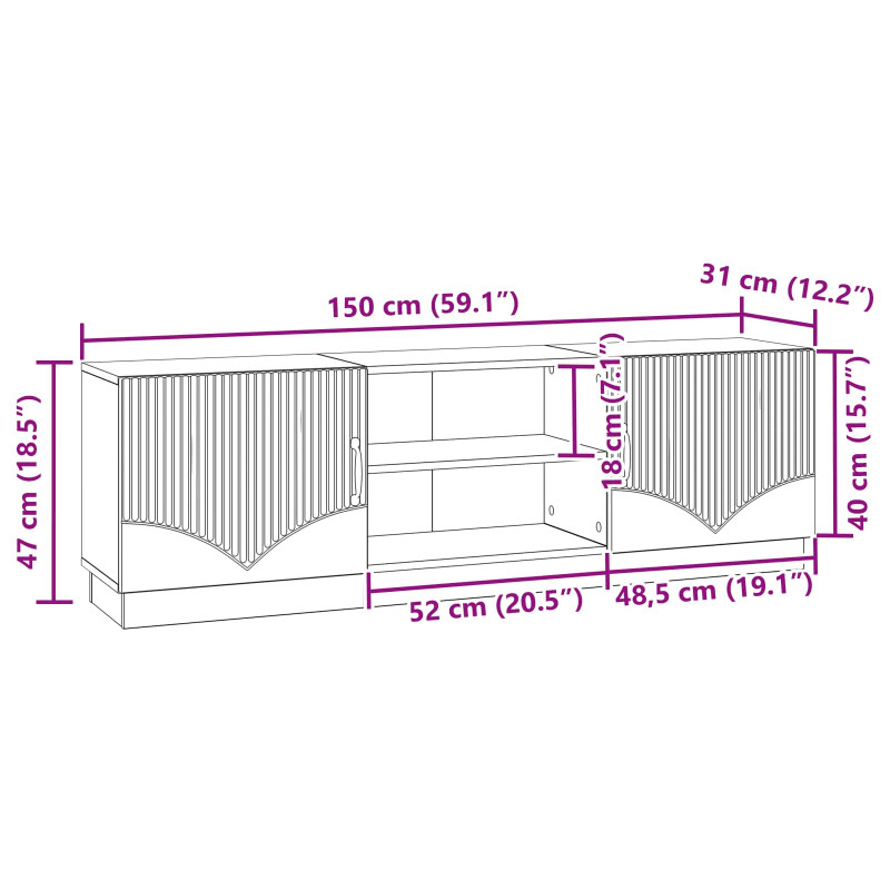 Szafka pod telewizor dąb Sonoma 150 x 31 x 47 cm