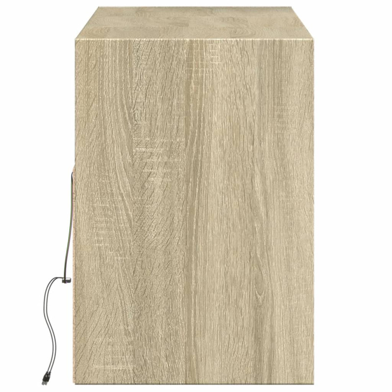 Ścienna szafka TV z LED, dąb sonoma, 130x31x45 cm