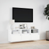 Ścienna szafka TV z LED, biała, 130x31x45 cm