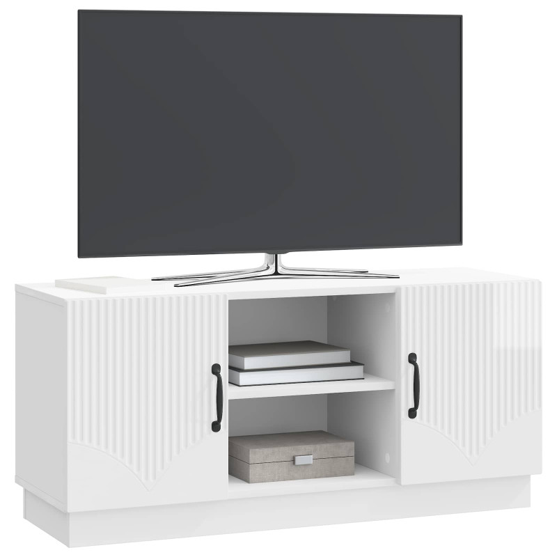 Szafka pod telewizor Biały wysoki połysk 102 x 34,5 x 47 cm