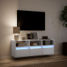 Ścienna szafka TV z LED, biała, 130x31x45 cm