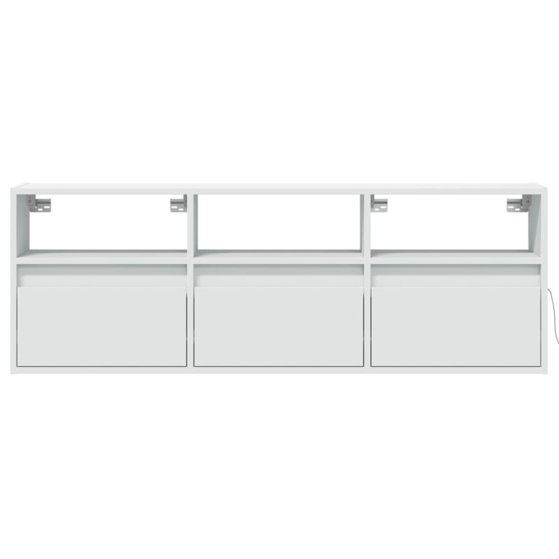 Ścienna szafka TV z LED, biała, 130x31x45 cm