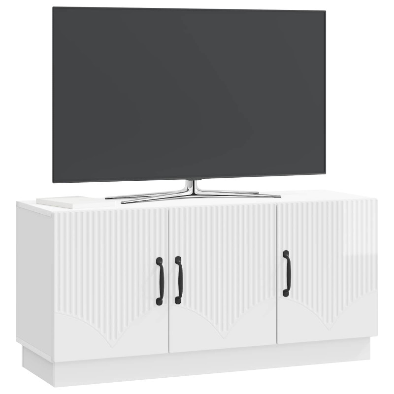 Szafka pod telewizor Biały wysoki połysk 99 x 34,5 x 47 cm