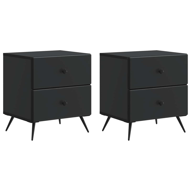 Szafka Nocna z szufladą 2 pcs Czarny 43 x 34,5 x 47,5 cm