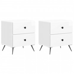 Szafka Nocna 2 pcs Biały wysoki połysk 43 x 34,5 x 47,5 cm