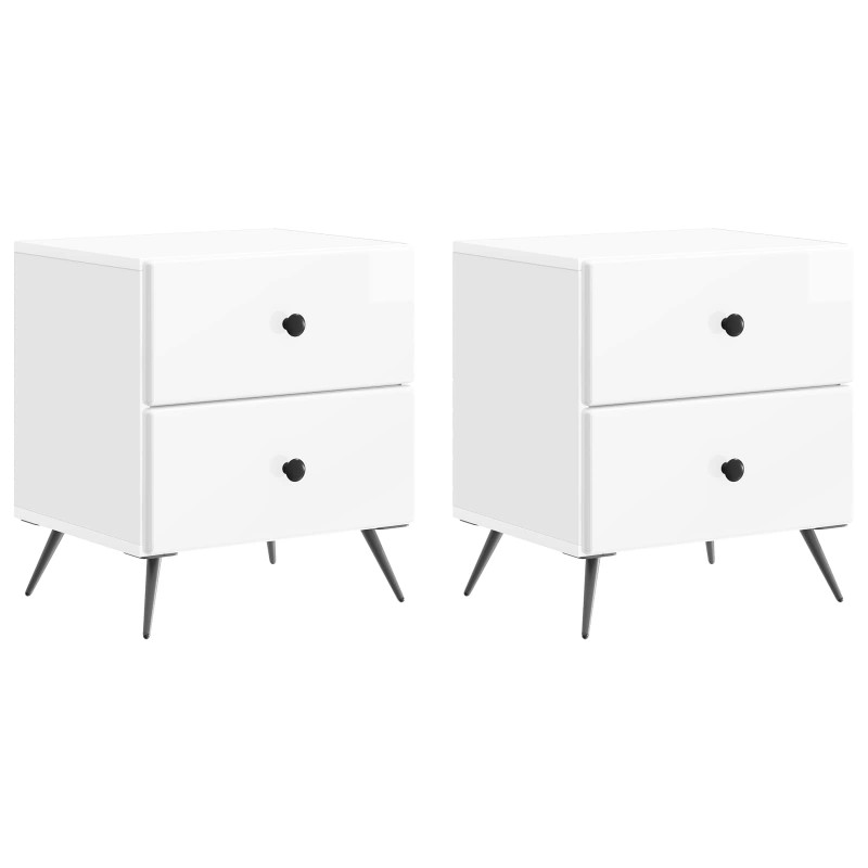 Szafka Nocna 2 pcs Biały wysoki połysk 43 x 34,5 x 47,5 cm