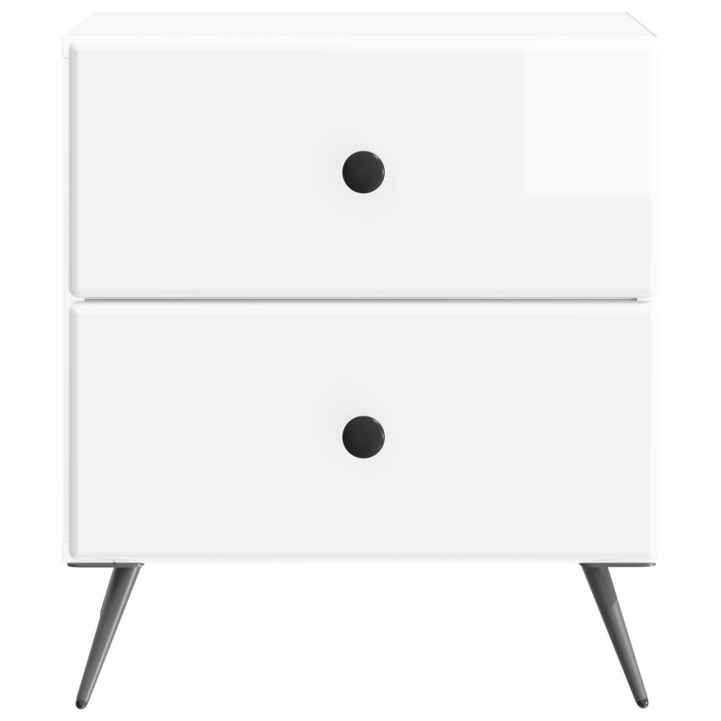 Szafka Nocna 2 pcs Biały wysoki połysk 43 x 34,5 x 47,5 cm