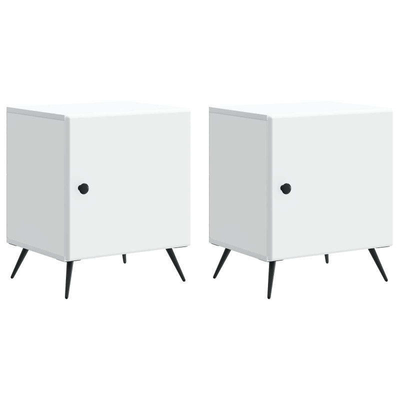 Szafka Nocna 2 pcs Biały 43 x 34,5 x 50 cm Drewno inżynieryjne