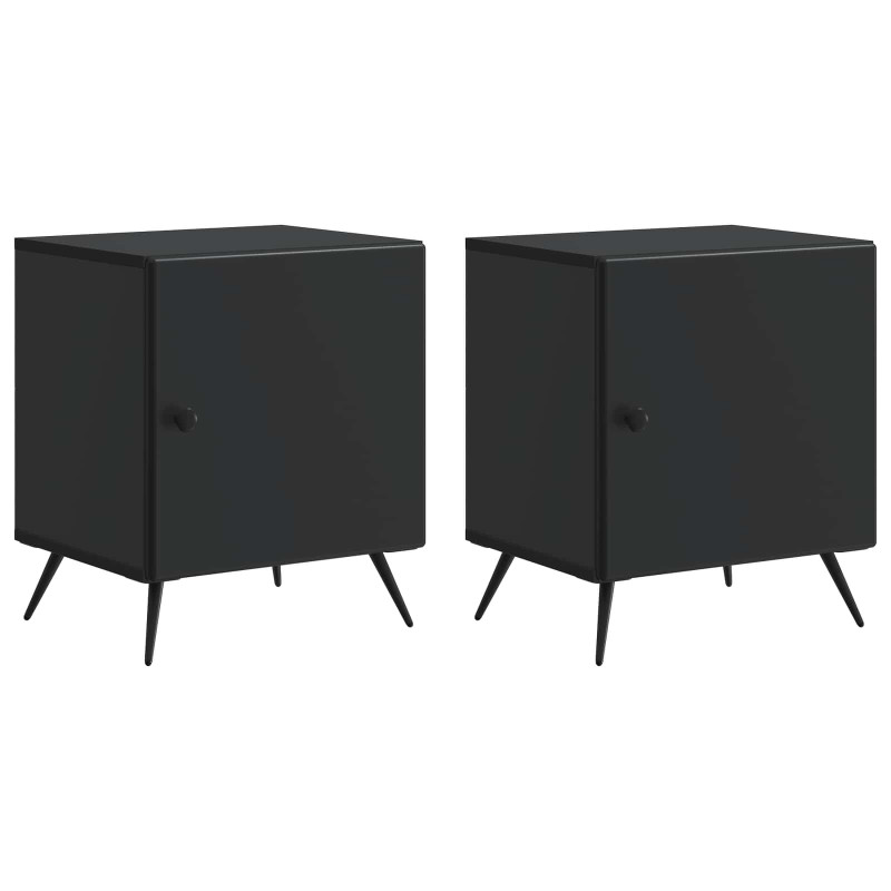 Szafka Nocna 2 pcs Czarny 43 x 34,5 x 50 cm Drewno inżynieryjne