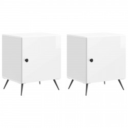Szafka Nocna 2 pcs Biały wysoki połysk 43 x 34,5 x 50 cm