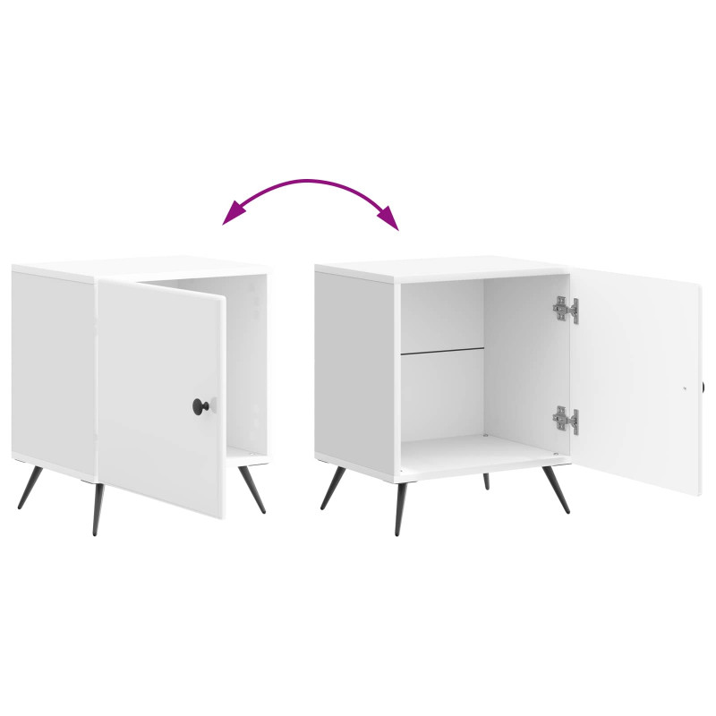 Szafka Nocna 2 pcs Biały wysoki połysk 43 x 34,5 x 50 cm