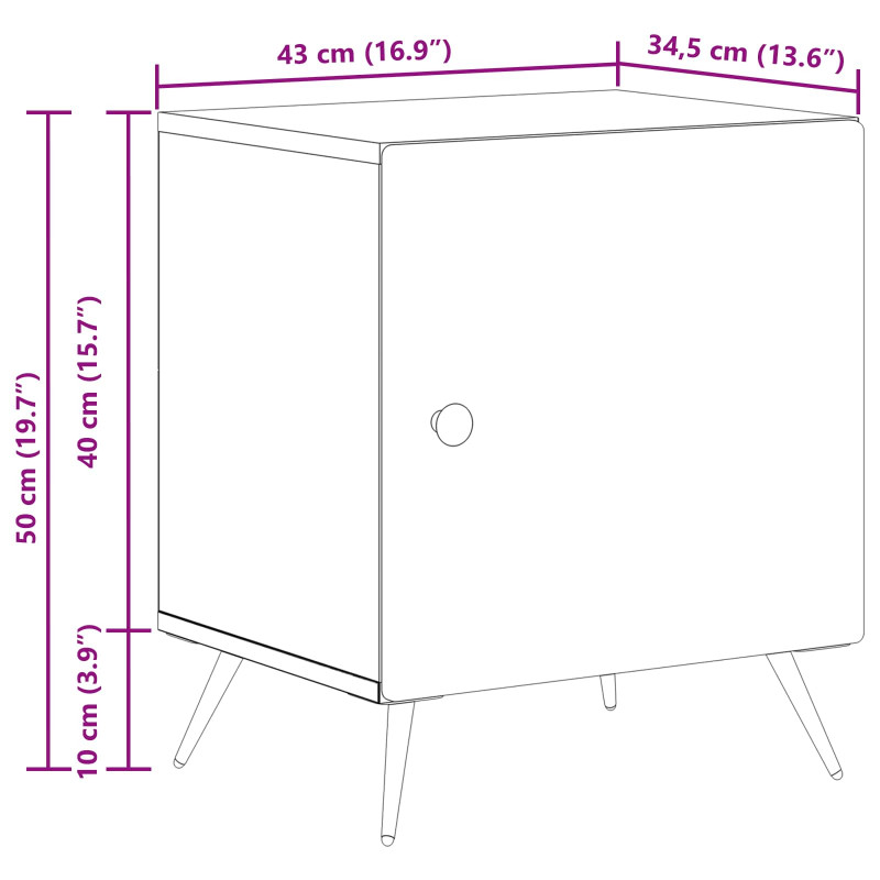 Szafka Nocna Szary Sonoma 43 x 34,5 x 50 cm Drewno inżynieryjne