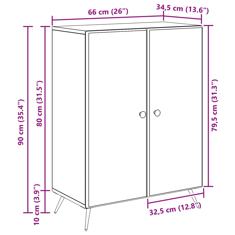 Bufet Szary Sonoma 66 x 34,5 x 90 cm Drewno inżynieryjne