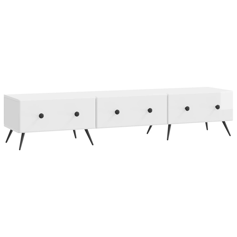 Szafka pod telewizor Biały wysoki połysk 147 x 34,5 x 30 cm