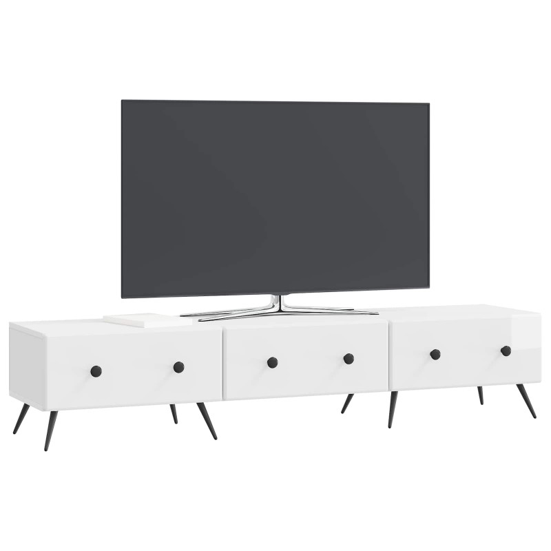 Szafka pod telewizor Biały wysoki połysk 147 x 34,5 x 30 cm