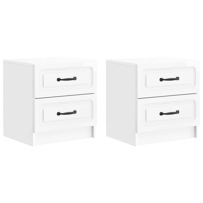 Szafka Nocna 2 pcs Biały wysoki połysk 43 x 34,5 x 44,5 cm