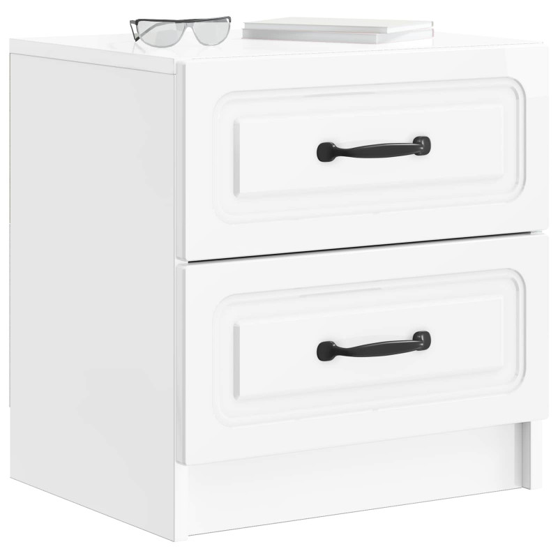Szafka Nocna 2 pcs Biały wysoki połysk 43 x 34,5 x 44,5 cm