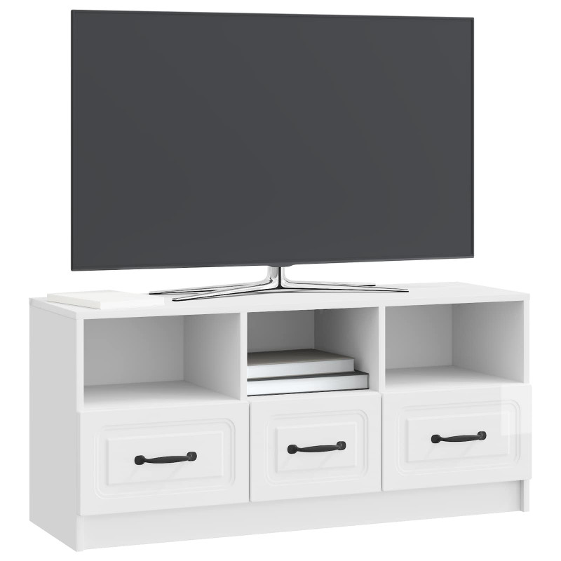 Szafka pod telewizor Biały wysoki połysk 102 x 34,5 x 47 cm