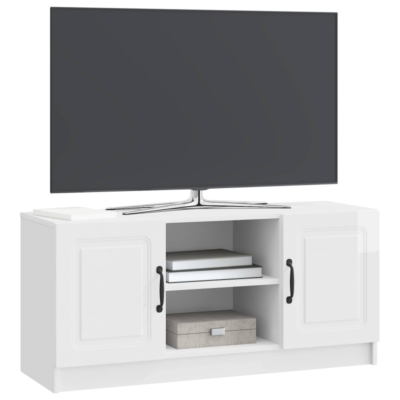 Szafka pod telewizor Biały wysoki połysk 102 x 34,5 x 47 cm