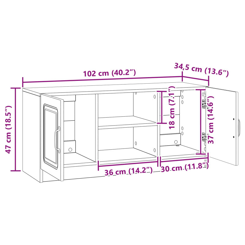 Szafka pod telewizor Szary Sonoma 102 x 34,5 x 47 cm