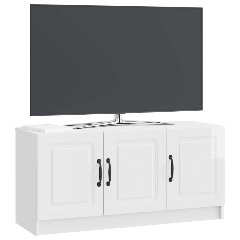 Szafka pod telewizor Biały wysoki połysk 99 x 34,5 x 47 cm
