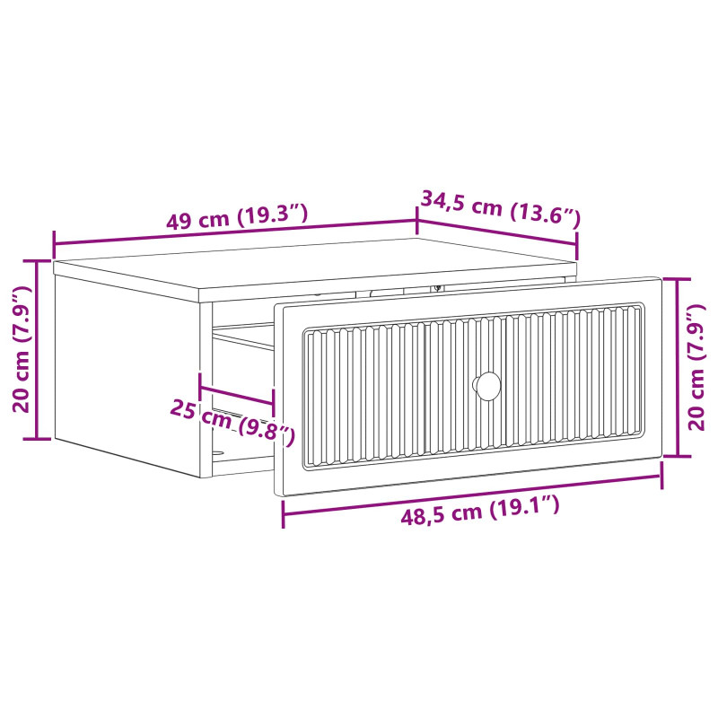 Szafka Nocna 2 pcs Czarny 49 x 34,5 x 20 cm Drewno inżynieryjne