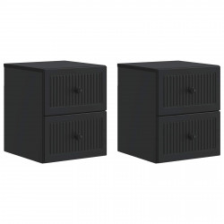 Wisząca Szafka Nocna z szufladą 2 pcs Czarny 33 x 34,5 x 40 cm