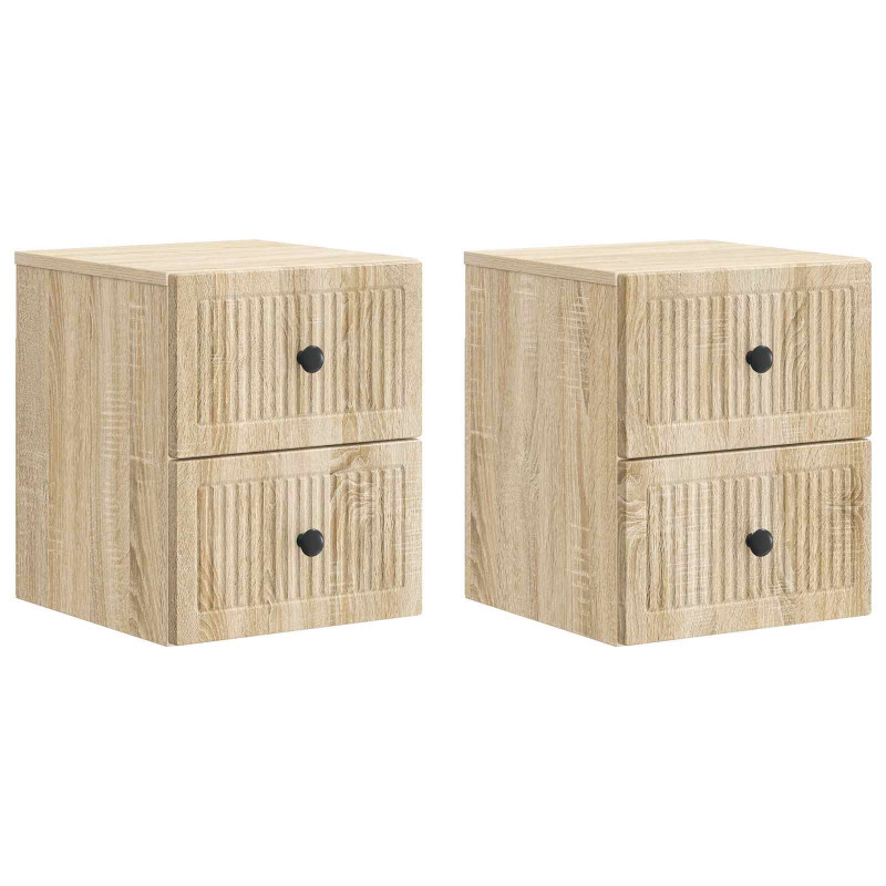Wisząca Szafka Nocna 2 pcs dąb Sonoma 33 x 34,5 x 40 cm