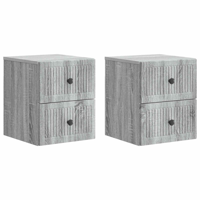 Wisząca Szafka Nocna 2 pcs Szary Sonoma 33 x 34,5 x 40 cm