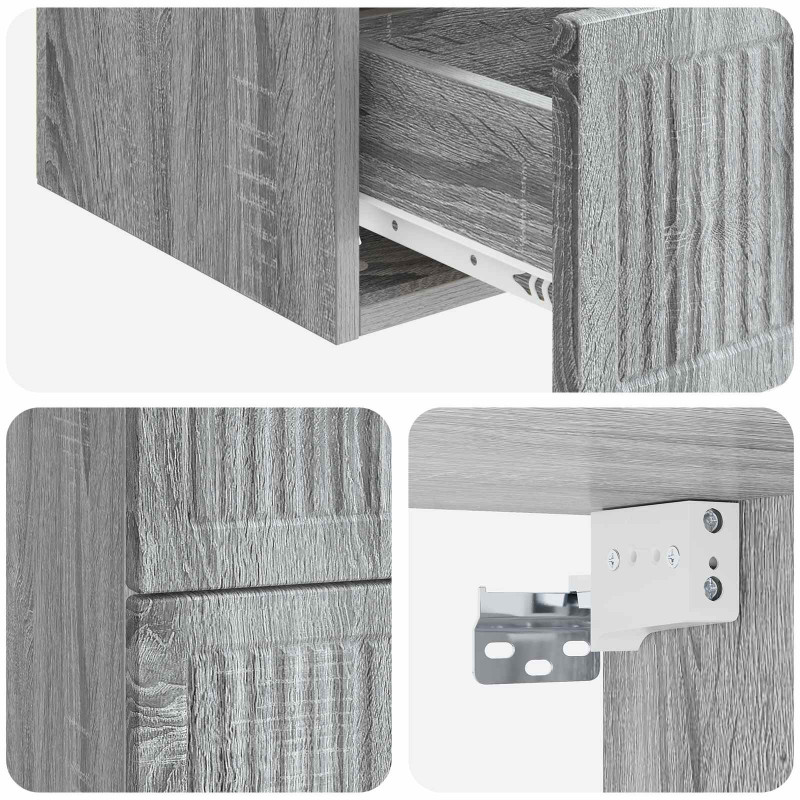 Wisząca Szafka Nocna 2 pcs Szary Sonoma 33 x 34,5 x 40 cm