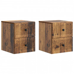 Wisząca Szafka Nocna 2 pcs Stare drewno 33 x 34,5 x 40 cm