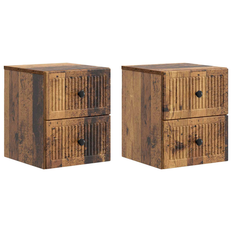 Wisząca Szafka Nocna 2 pcs Stare drewno 33 x 34,5 x 40 cm