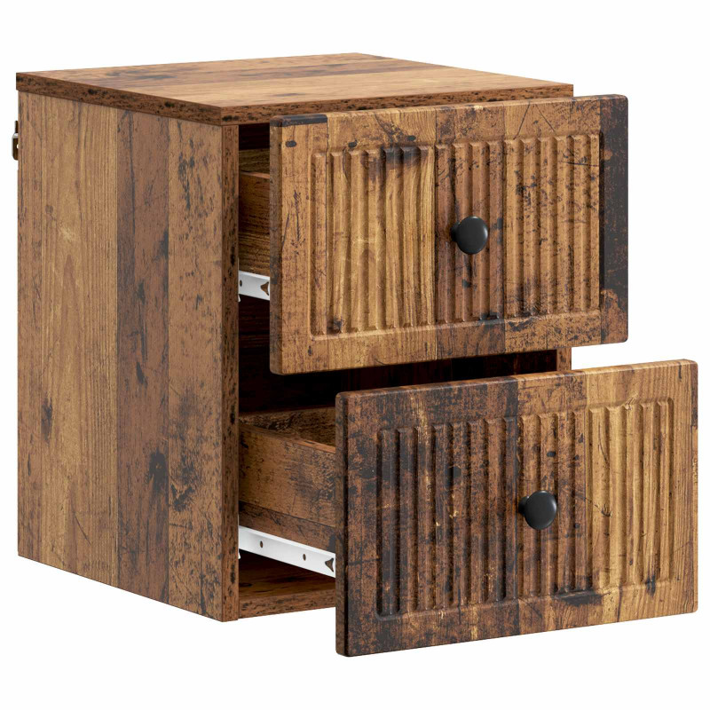 Wisząca Szafka Nocna 2 pcs Stare drewno 33 x 34,5 x 40 cm