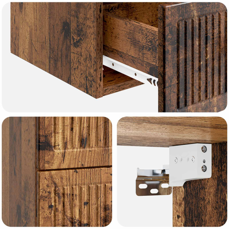 Wisząca Szafka Nocna 2 pcs Stare drewno 33 x 34,5 x 40 cm