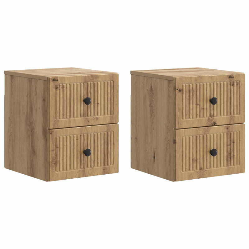 Wisząca Szafka Nocna 2 pcs Dąb artisan 33 x 34,5 x 40 cm