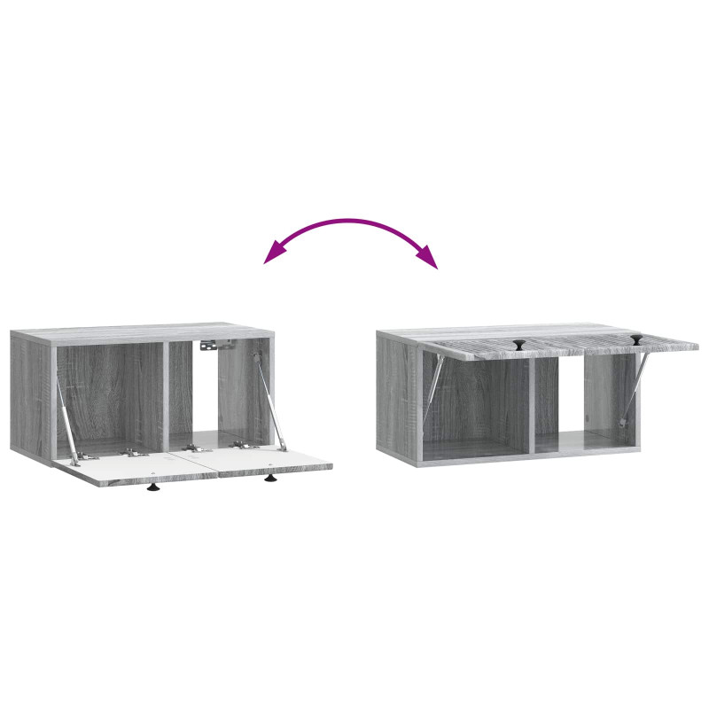 Szafka RTV montowana na ścianie Szary Sonoma 59,5 x 31 x 30 cm