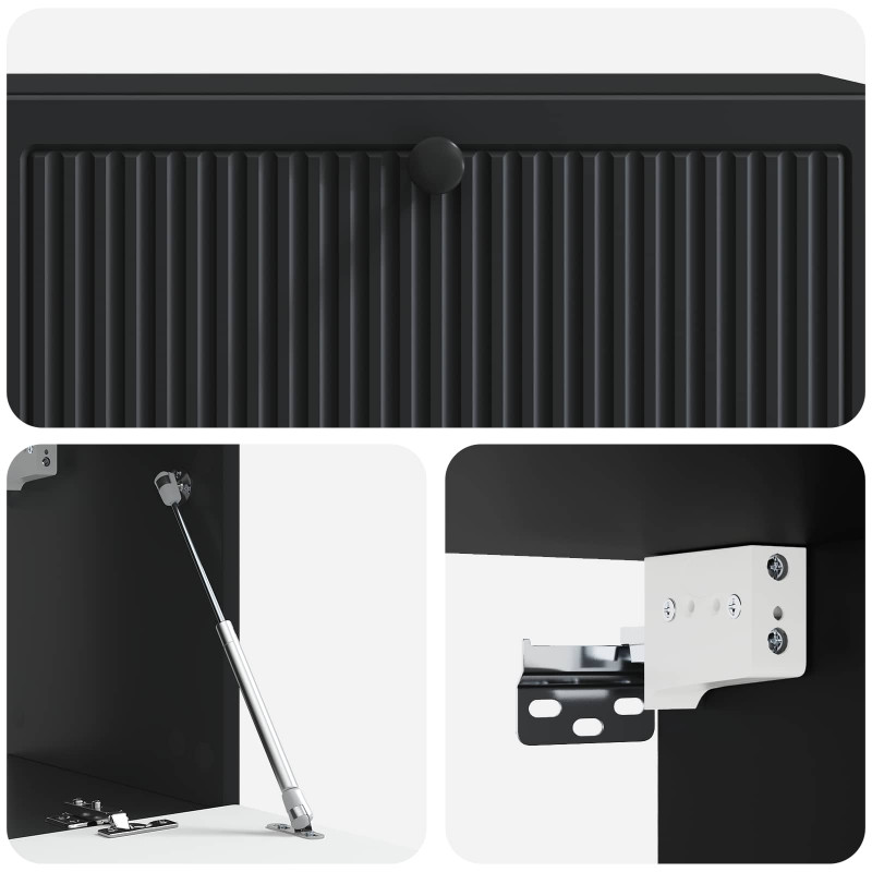 Szafka RTV montowana na ścianie Czarny 98 x 31 x 30 cm