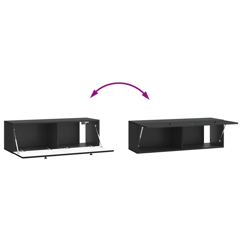 Szafka RTV montowana na ścianie Czarny 98 x 31 x 30 cm