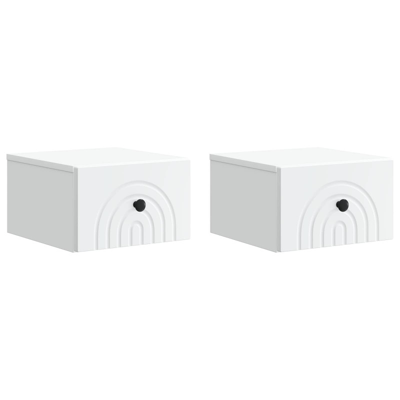 Wisząca Szafka Nocna z szufladą 2 pcs Biały 33 x 34,5 x 20 cm