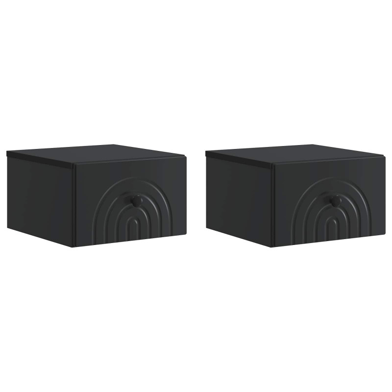 Wisząca Szafka Nocna z szufladą 2 pcs Czarny 33 x 34,5 x 20 cm