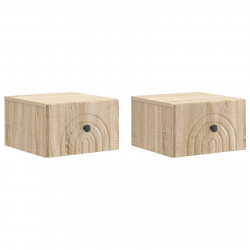 Wisząca Szafka Nocna 2 pcs dąb Sonoma 33 x 34,5 x 20 cm