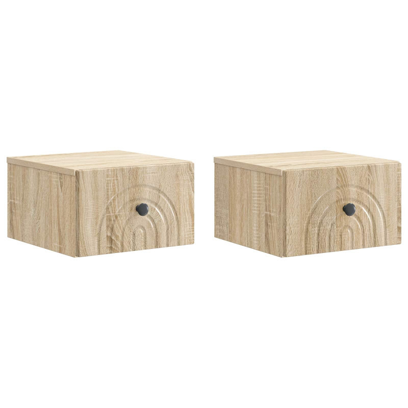 Wisząca Szafka Nocna 2 pcs dąb Sonoma 33 x 34,5 x 20 cm
