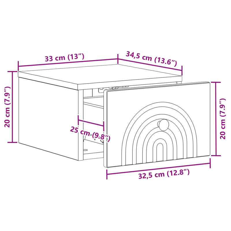 Wisząca Szafka Nocna 2 pcs Betonowy szary 33 x 34,5 x 20 cm