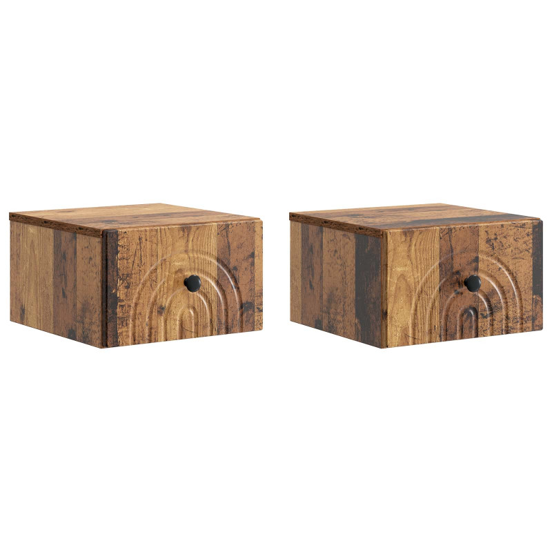 Wisząca Szafka Nocna 2 pcs Stare drewno 33 x 34,5 x 20 cm