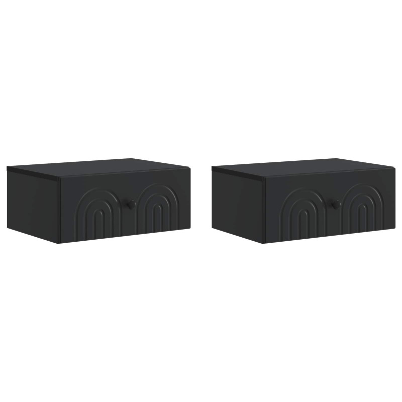 Wisząca Szafka Nocna z szufladą 2 pcs Czarny 49 x 34,5 x 20 cm