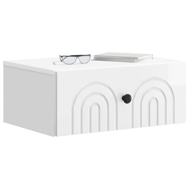 Wisząca Szafka Nocna z szufladą 2 pcs Biały wysoki połysk