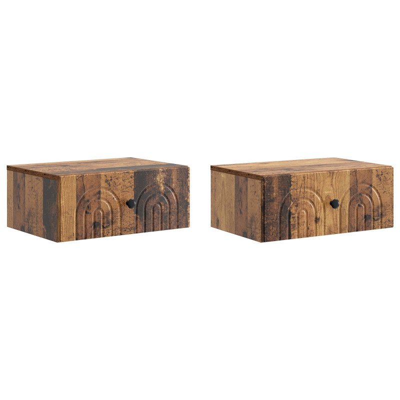 Wisząca Szafka Nocna 2 pcs Stare drewno 49 x 34,5 x 20 cm