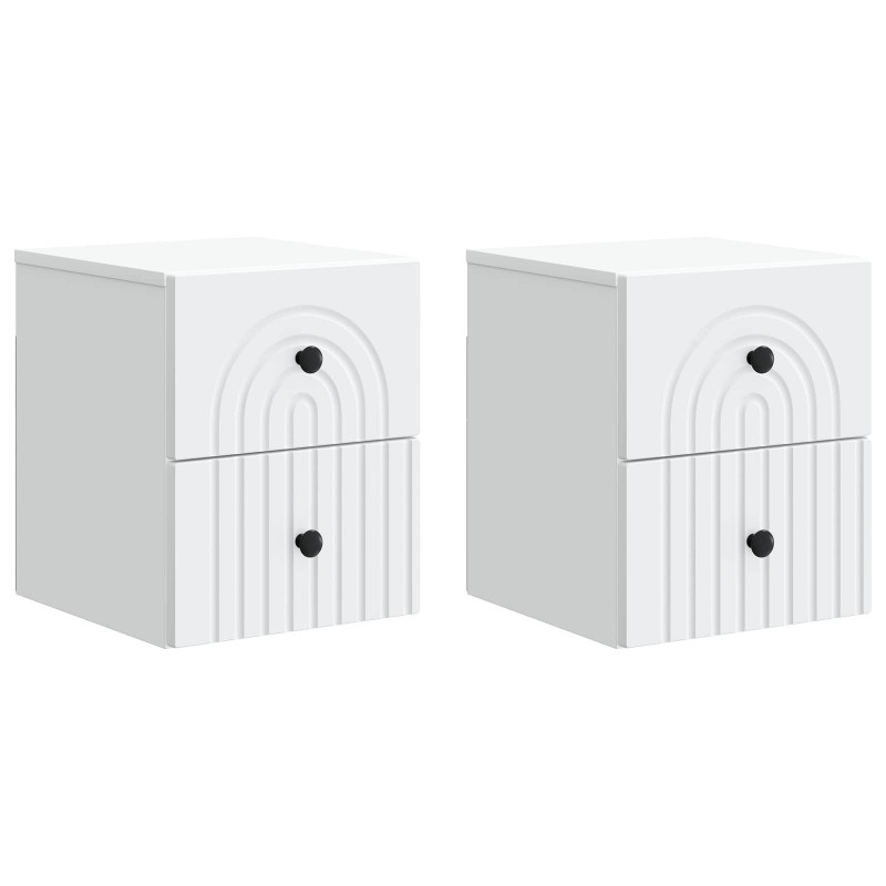 Wisząca Szafka Nocna z szufladą 2 pcs Biały 33 x 34,5 x 40 cm