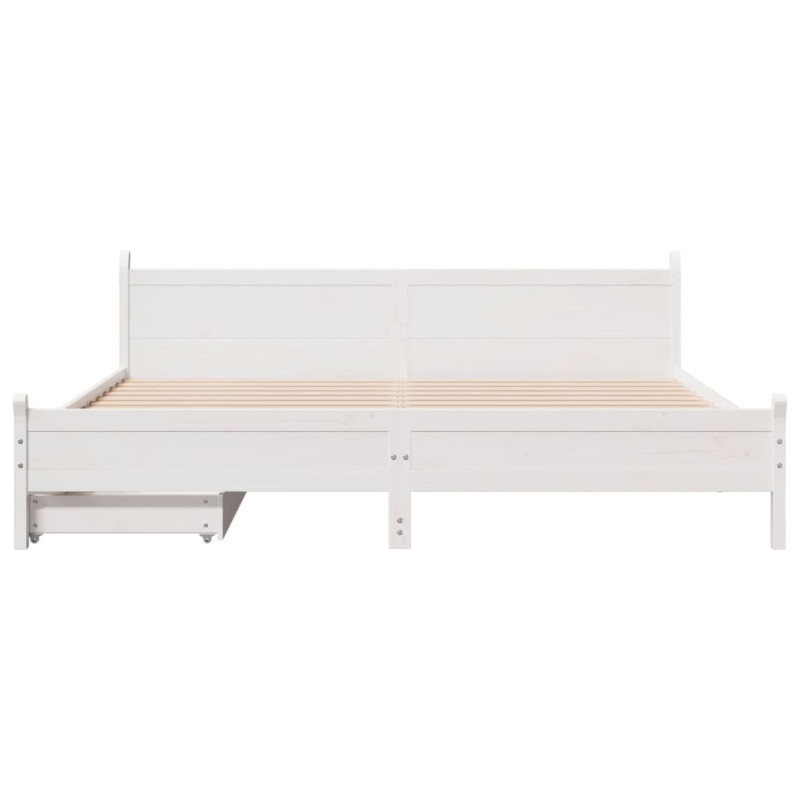 Rama łóżka bez materaca, biała, 180x200 cm, lite drewno sosnowe